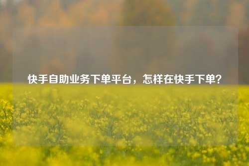快手自助业务下单平台，怎样在快手下单？